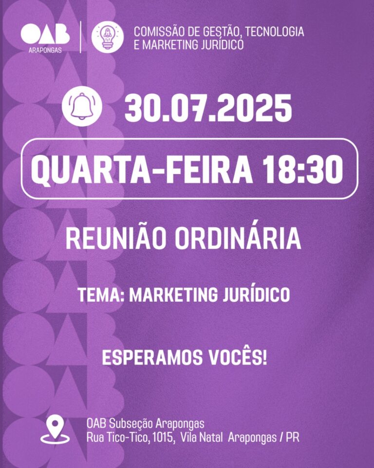 Reunião Ordinária: Comissão de Marketing e Tecnologia 30.07.2025
