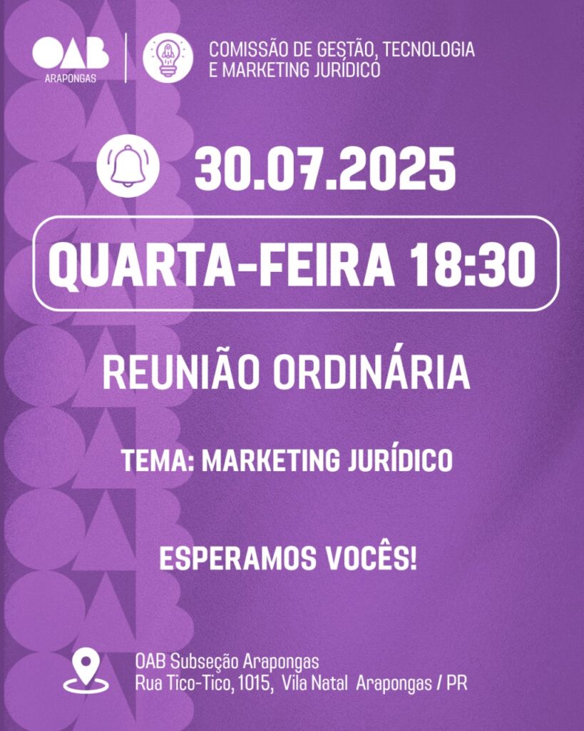 Reunião Ordinária: Comissão de Marketing e Tecnologia 30.07.2025